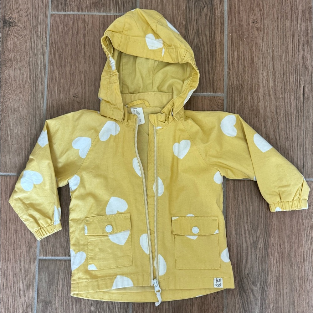 H&M Toddler Coated Cotton Jacket w/ hearts, Size 12 months